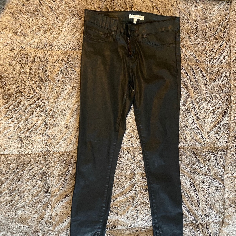 Joie coated black zipped super skinny jeans size 26